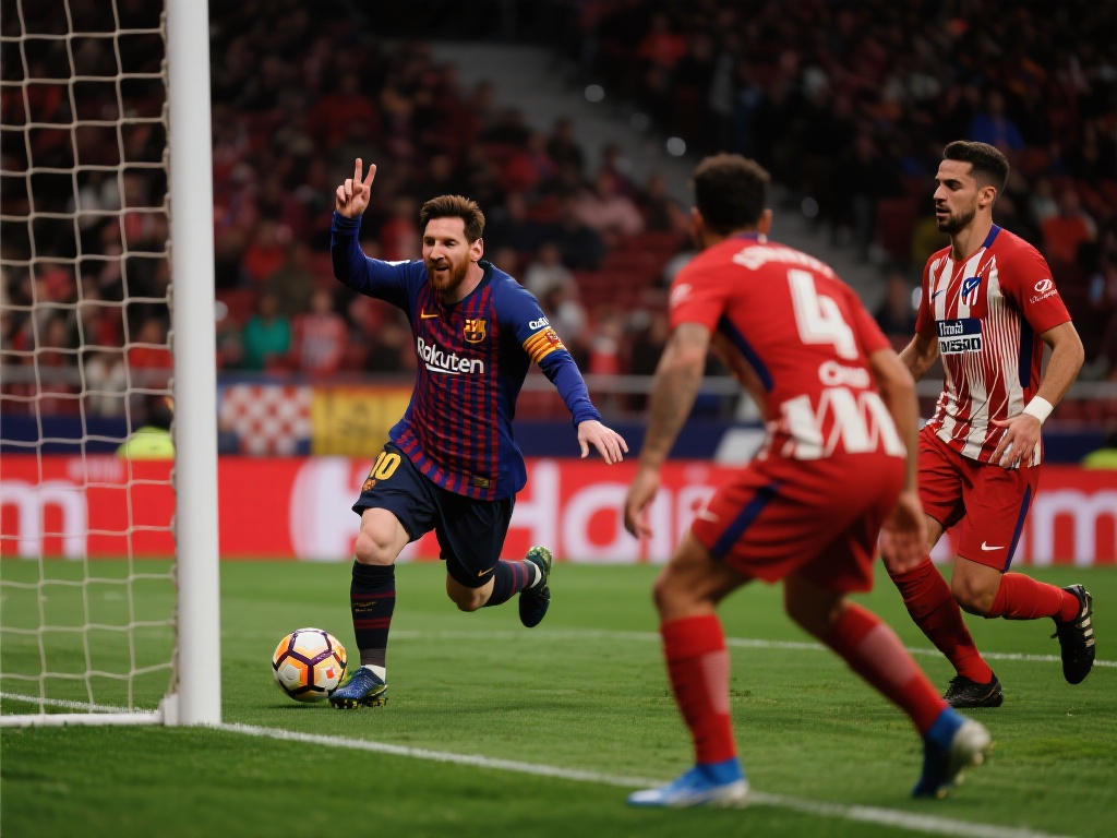 梅西三球定乾坤,巴萨力克马竞紧追皇马 在这场比赛中,梅西完成了帽子戏法,以超凡